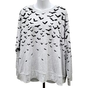 Jane & Delancey Grey Black Bats Sweatshirt Top Size: 1X